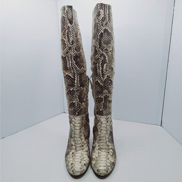 Sam Edelman SERAPHINA Knee High Boots Snake Womens 8.5 Roccia Almond Toe Heel - Picture 3 of 11